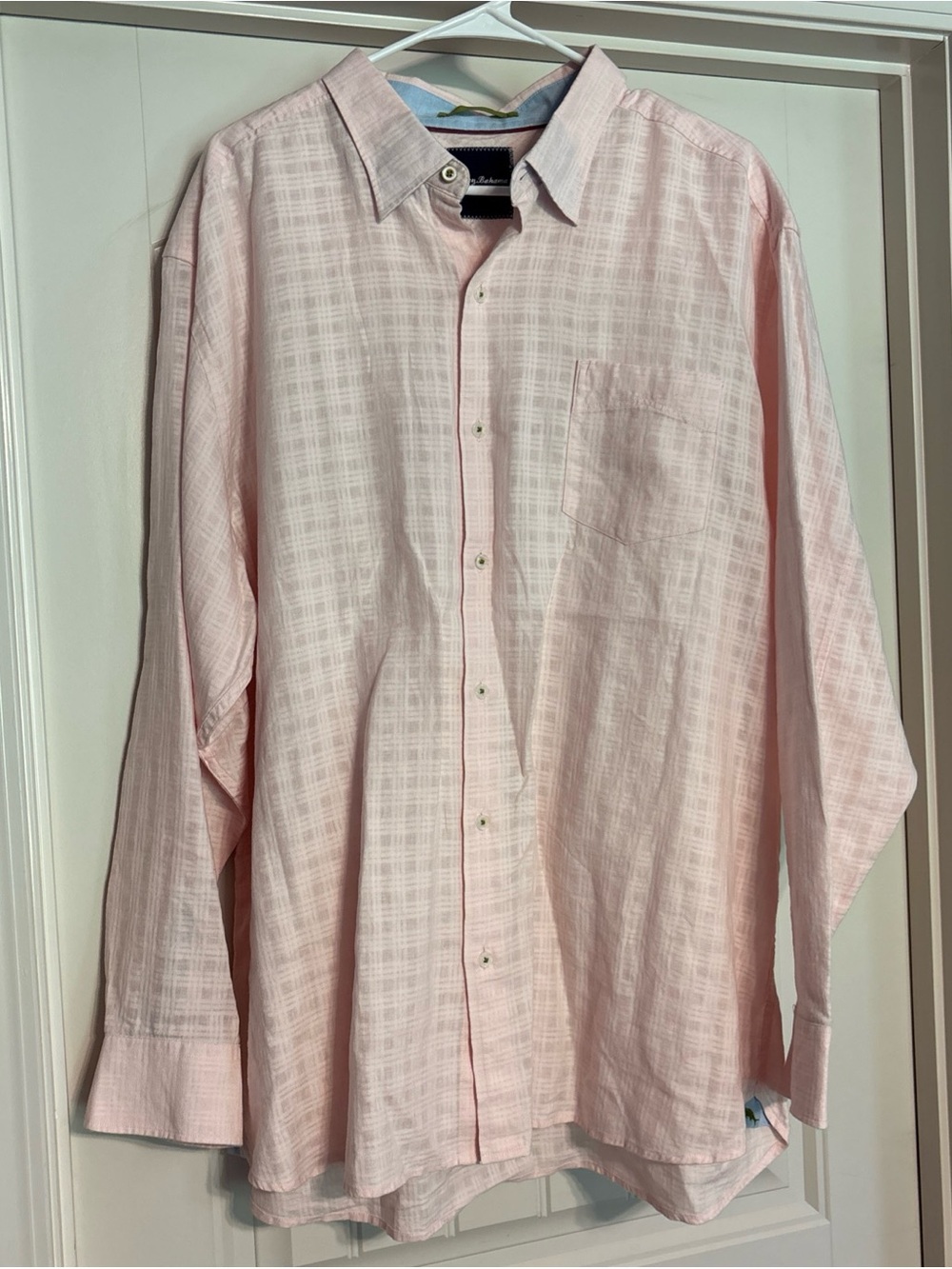 Tommy Bahama Men's Long-Sleeve linen Light Pink Button-Up Shirt